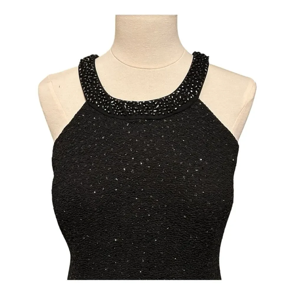 Betsy & Adam Black Sparkly Dress, Size 12, Beaded, Mini, Dinner, Gown, Prom - Picture 2 of 12